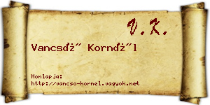 Vancsó Kornél névjegykártya